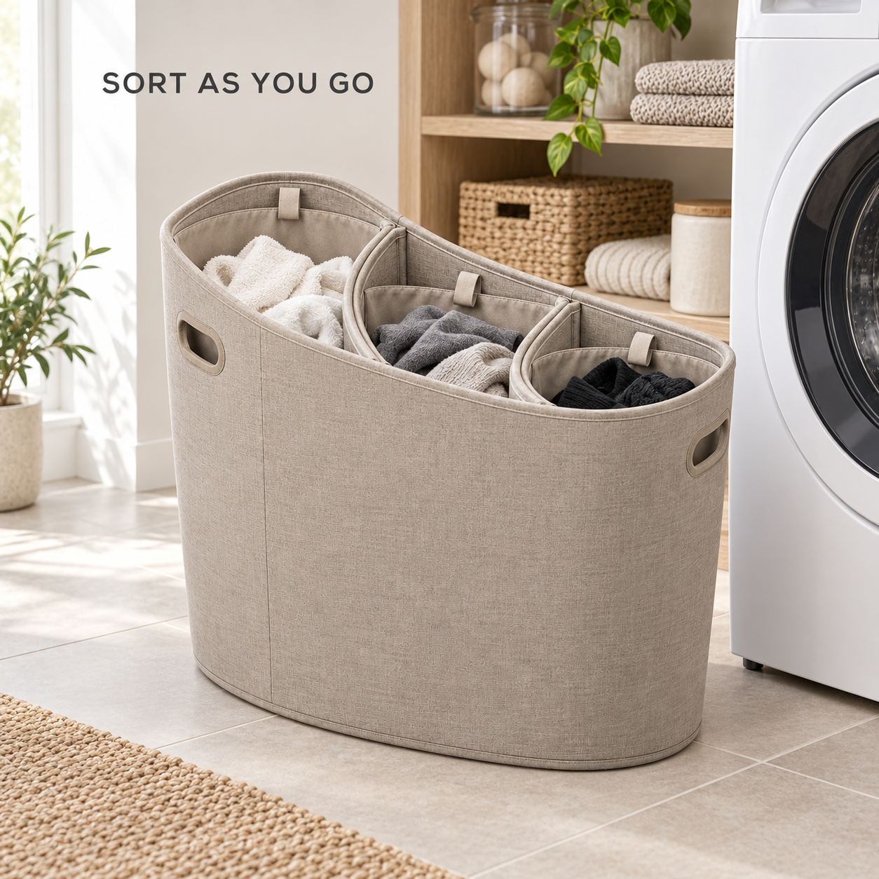 SortWeave Arc-Partition Laundry Hamper