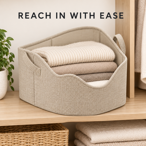 FoldNest Scallop-Front Fabric Storage Bin