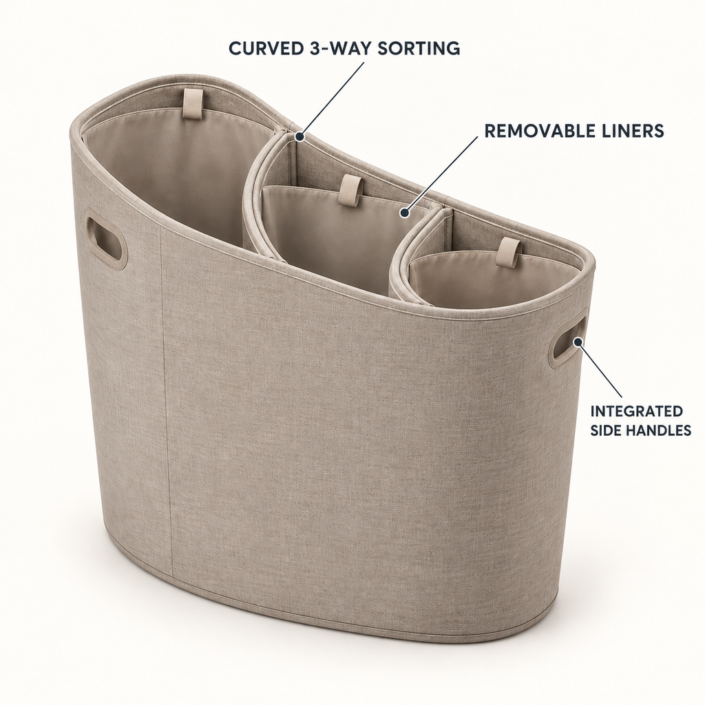 SortWeave Arc-Partition Laundry Hamper