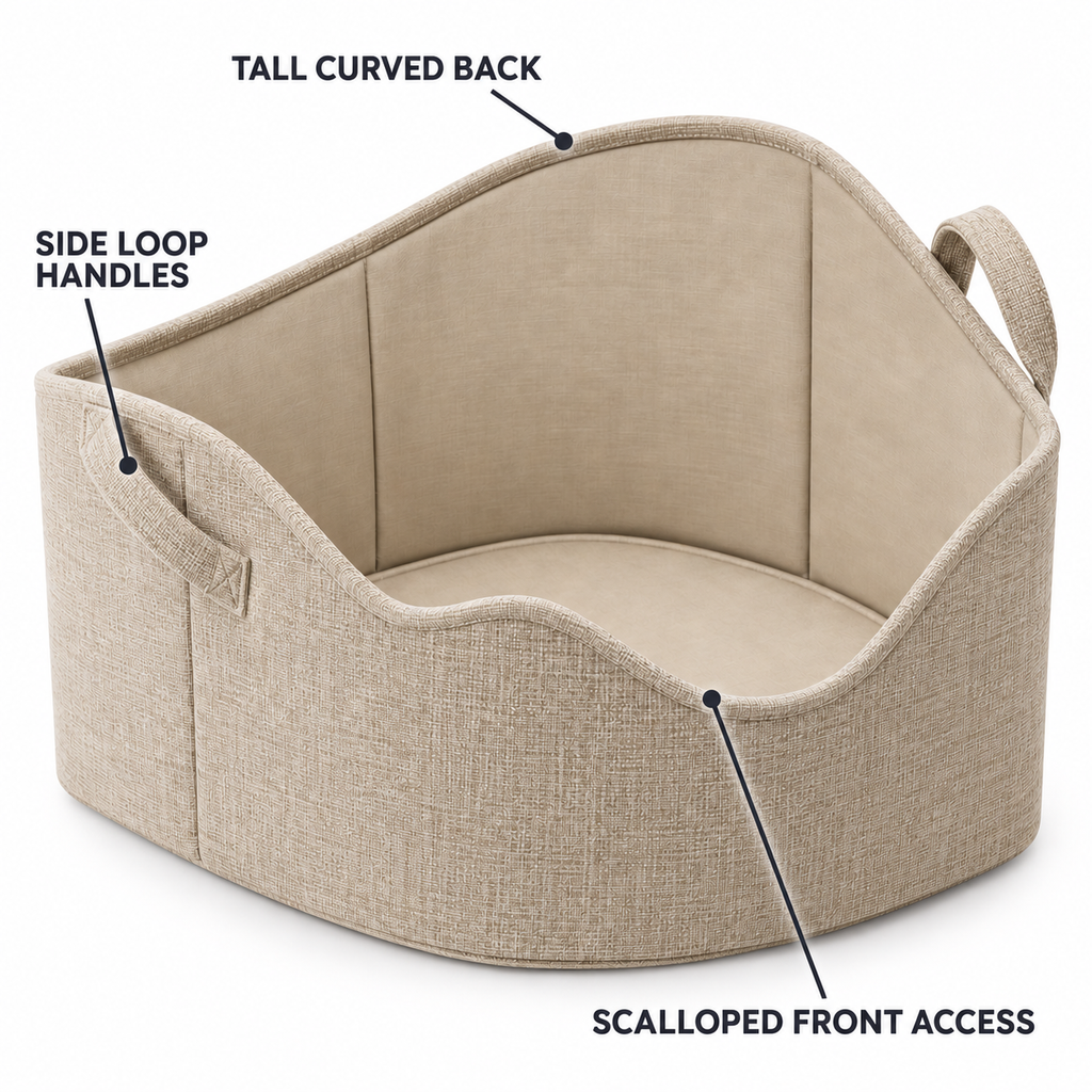 FoldNest Scallop-Front Fabric Storage Bin